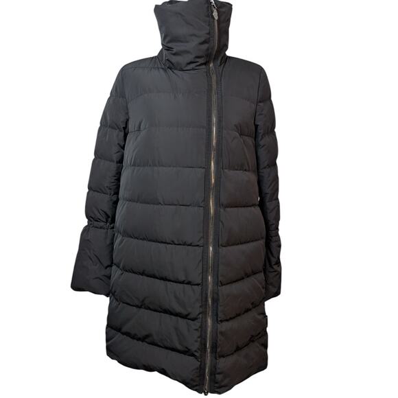 Moncler Lobelia Down Puffer Coat size S Quilted Black Bell Sleeves Midi - Picture 12 of 16